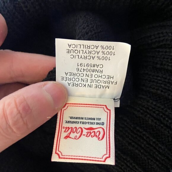 Nwt American Needle Coca Cola Pom Pom Beanie Pillow Line Black Ivory Red New Tag - Picture 10 of 10
